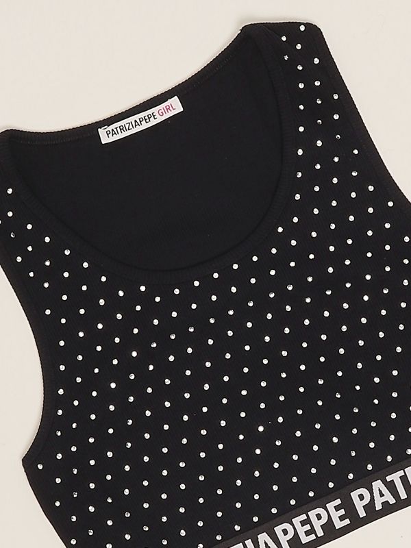 3. Girl's stretch cotton top Black Patrizia Pepe 7m0891j268