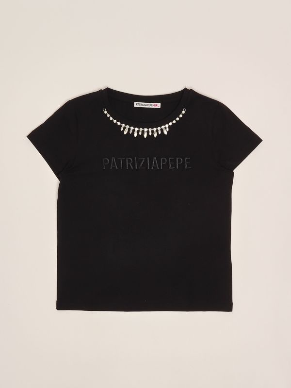 1. T-shirt bambina in cotone stretch Nero Patrizia Pepe 7m0911j061