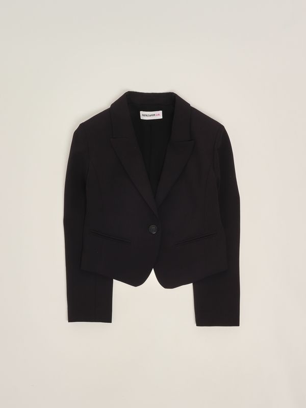 1. Blazer aus Stretch-Crêpe für Mädchen Schwarz Patrizia Pepe 7s0277a555