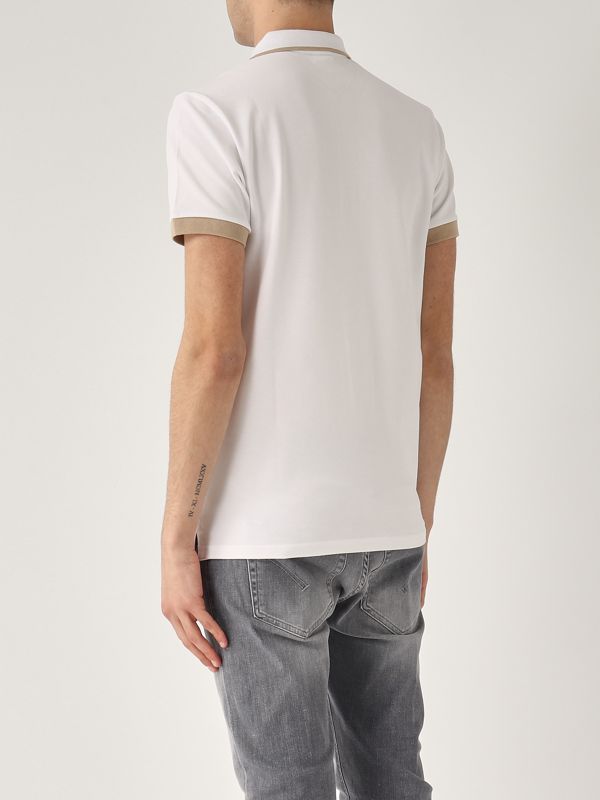 3. Stretch cotton pique polo shirt with two-color piping for men White Colmar 76874sh