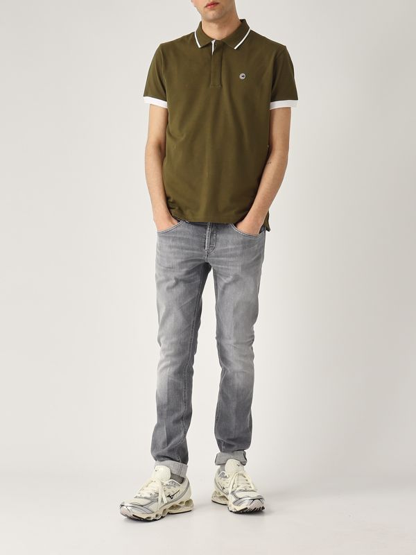5. Stretch cotton pique polo shirt with two-color piping for men Brown Colmar 76874sh