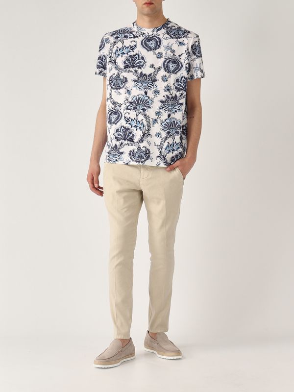 5. Herren-T-Shirt aus Baumwolle Weiß-Blau Etro mrma0002ak576