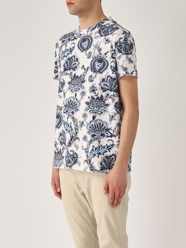 2. Herren-T-Shirt aus Baumwolle Weiß-Blau Etro mrma0002ak576