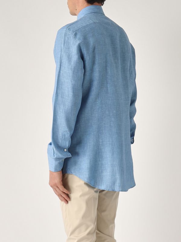 3. Rome-Fit linen shirt for men Cornflower Blue Etro mrib000299tu3d1