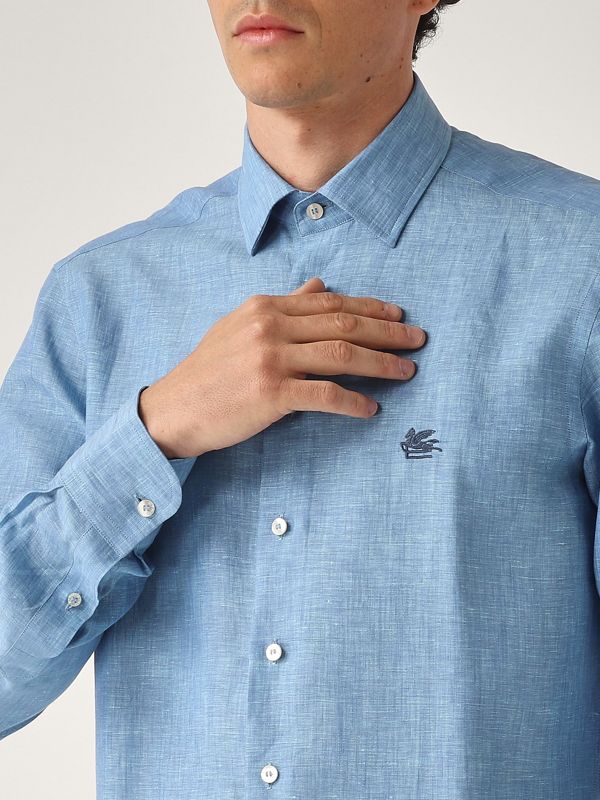 4. Rome-Fit linen shirt for men Cornflower Blue Etro mrib000299tu3d1