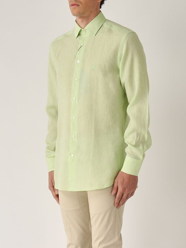 2. Rome-Fit linen shirt for men Pistachio Etro mrib000299tu3d1