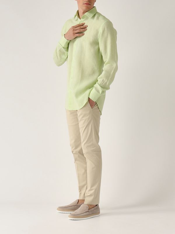 5. Rome-Fit linen shirt for men Pistachio Etro mrib000299tu3d1