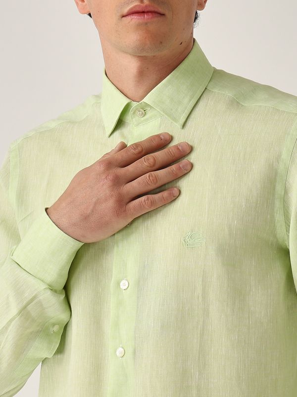 4. Rome-Fit linen shirt for men Pistachio Etro mrib000299tu3d1