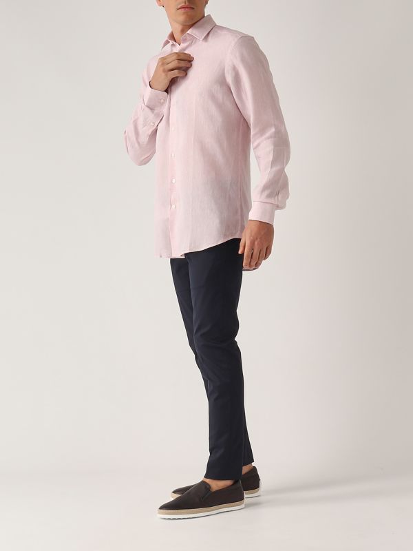 5. Rome-Fit linen shirt for men Pink Etro mrib000299tu3d1