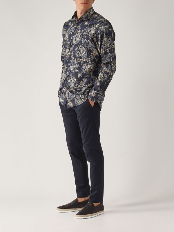 5. Camicia uomo in cotone Paisley-Navy Etro mrib000199sa5f0