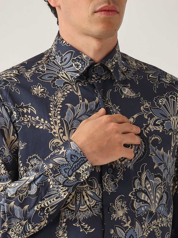 4. Camicia uomo in cotone Paisley-Navy Etro mrib000199sa5f0