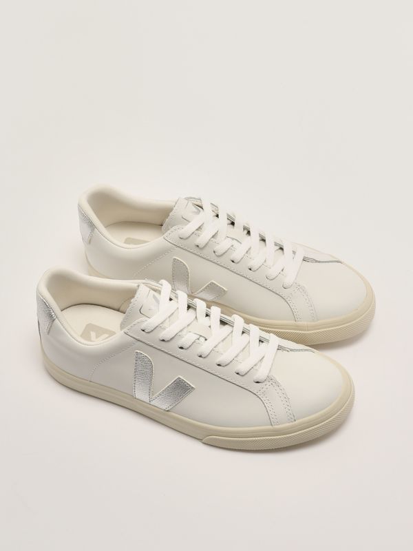 2. Esplar women's leather sneakers White-Silver Veja eo0203883