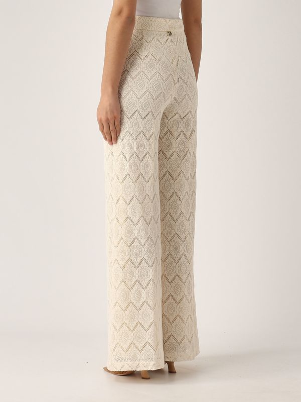 3. Cotton and lace trousers for women Light Beige Twinset 251tp2409