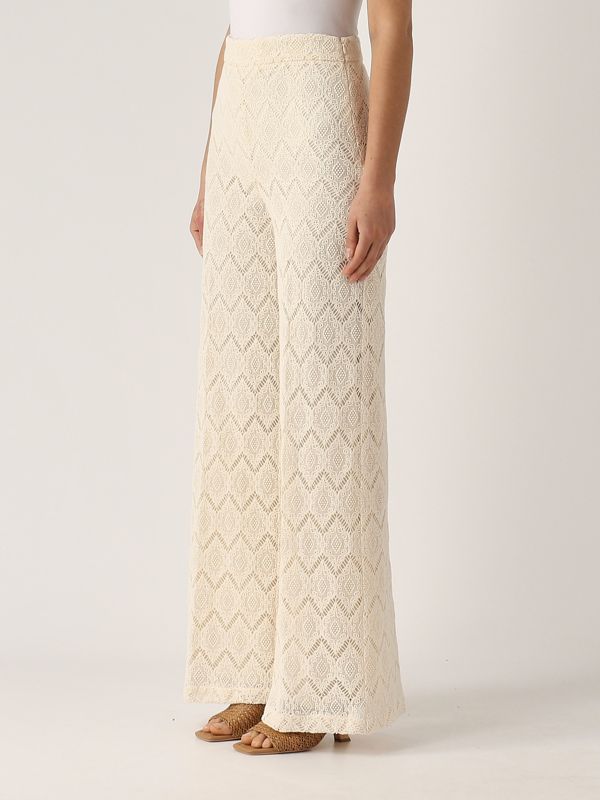 2. Cotton and lace trousers for women Light Beige Twinset 251tp2409