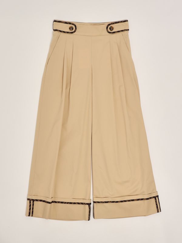 1. Stretch-Baumwollhose für Mädchen Beige Fendi jff350adeh