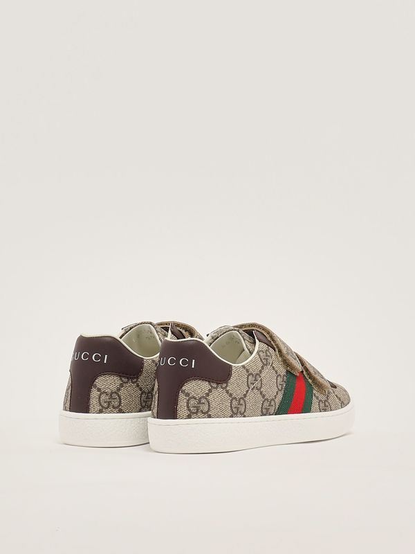 3. Zapatillas de niño en tejido GG Supreme y piel Beige-Marrón Gucci 463090facyf