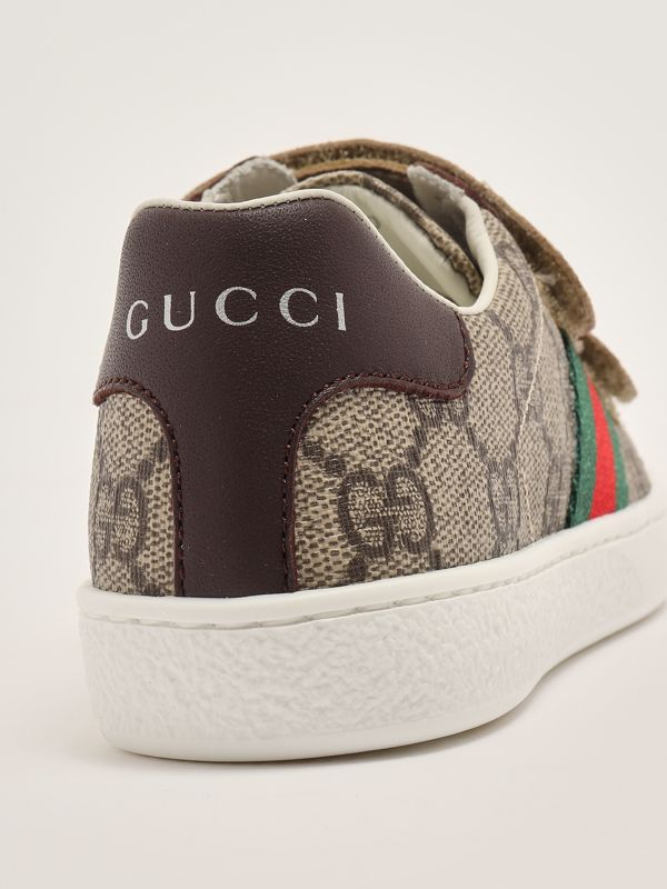 5. Zapatillas de niño en tejido GG Supreme y piel Beige-Marrón Gucci 463090facyf