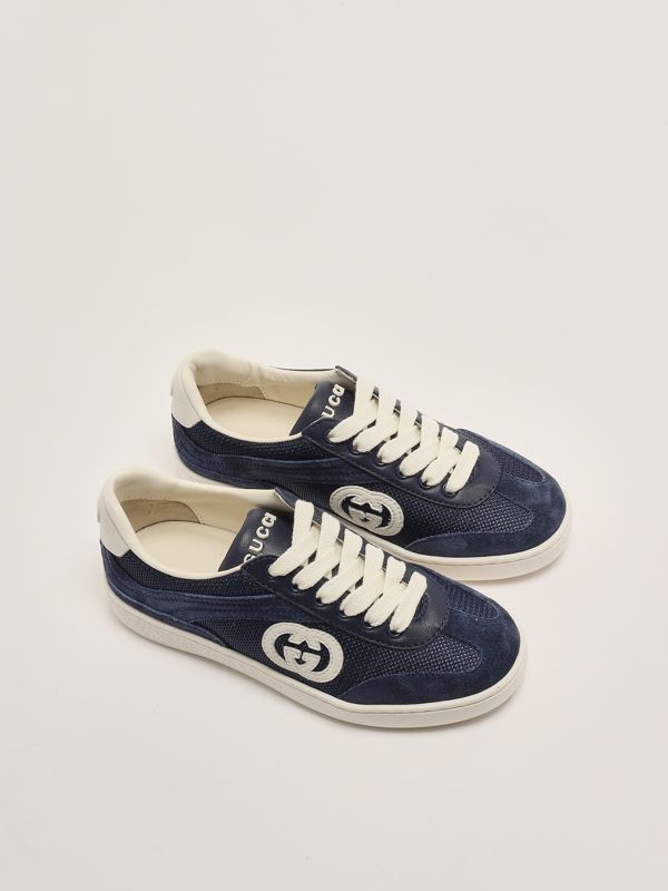 2. Baskets croisées GG en daim et tissu pour enfants Bleu Gucci 812674aaedn