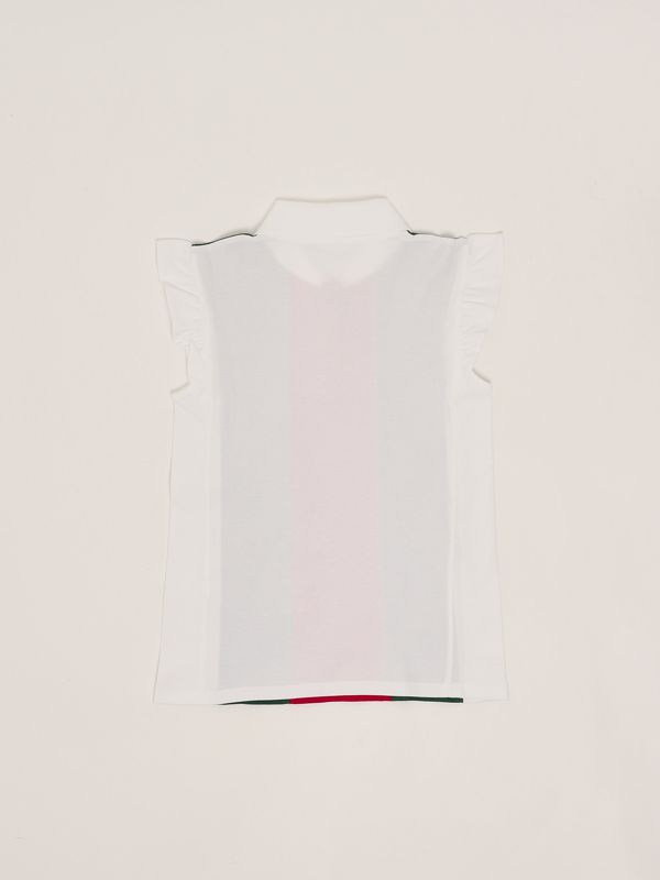 2. Girl's stretch cotton polo shirt White-Green Gucci 808697xjgz1
