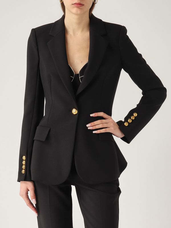 ジャケット ELISABETTA FRANCHI Crepe and tulle blazer Black GI13151E2 Jacket in crêpe and tulle fabrics | Elisabetta Franchi