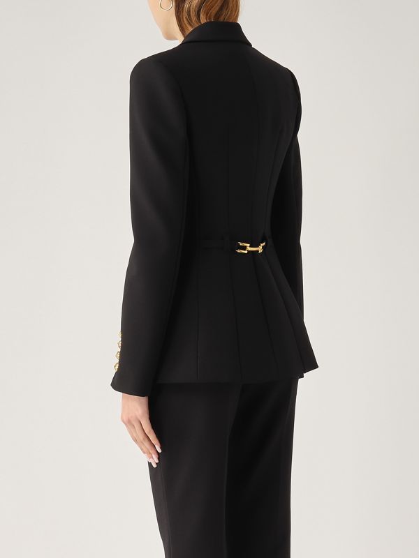 アウターその他 ELISABETTA FRANCHI Woman Blazer Black GI149 110 GI10646E2 Elisabetta Franchi Stretch Crêpe Jacket With Belt