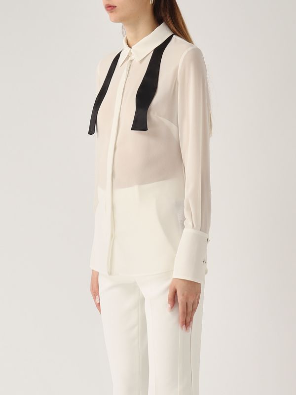 Tシャツ・カットソー ELISABETTA FRANCHI Georgette blouse with striped pattern donna-abbigliamento-camicie-no