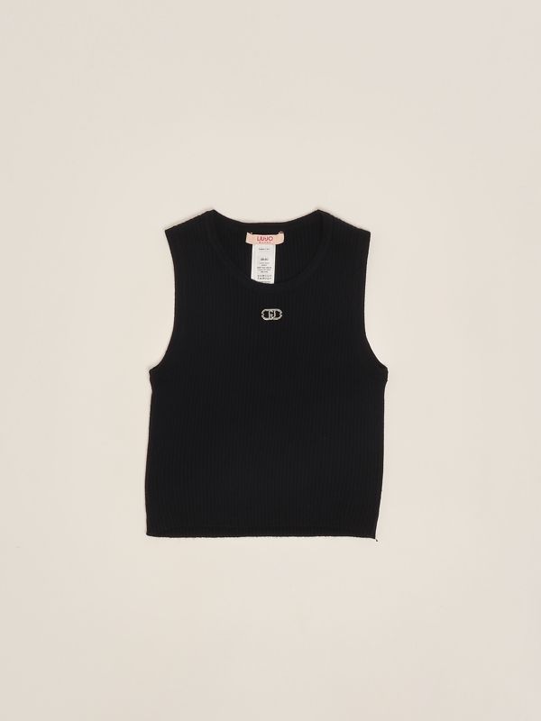 1. Girl's ribbed knit top Black Liu Jo ga5041ms49i