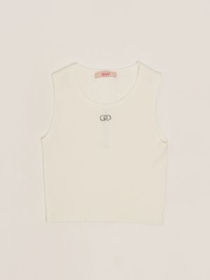 Rippenstrick-Oberteil für Mädchen Weiß Liu Jo