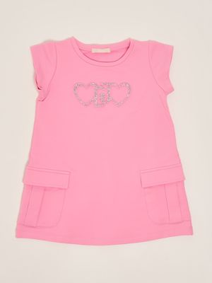 Girl's stretch cotton dress Pink Liu Jo