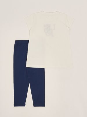 2. Completo bambina in cotone stretch Bianco-Bluette Liu Jo ka5019j5003