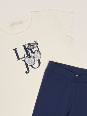 3. Completo bambina in cotone stretch Bianco-Bluette Liu Jo ka5019j5003