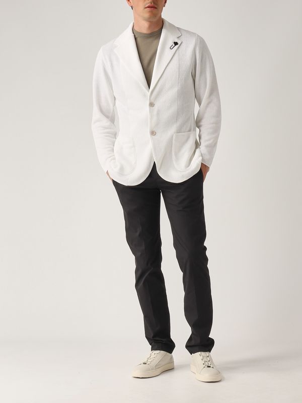 5. Giacca uomo in maglia di cotone Bianco Ottico Lardini esljm56es64005
