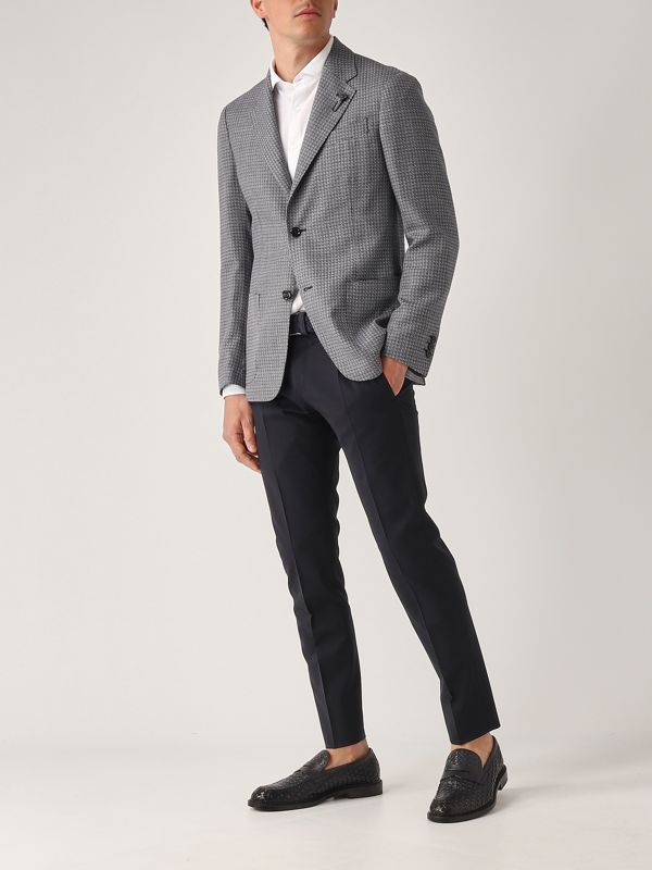 5. Veste pour homme en laine et coton Blanc-Bleu Lardini es6202eesif64506