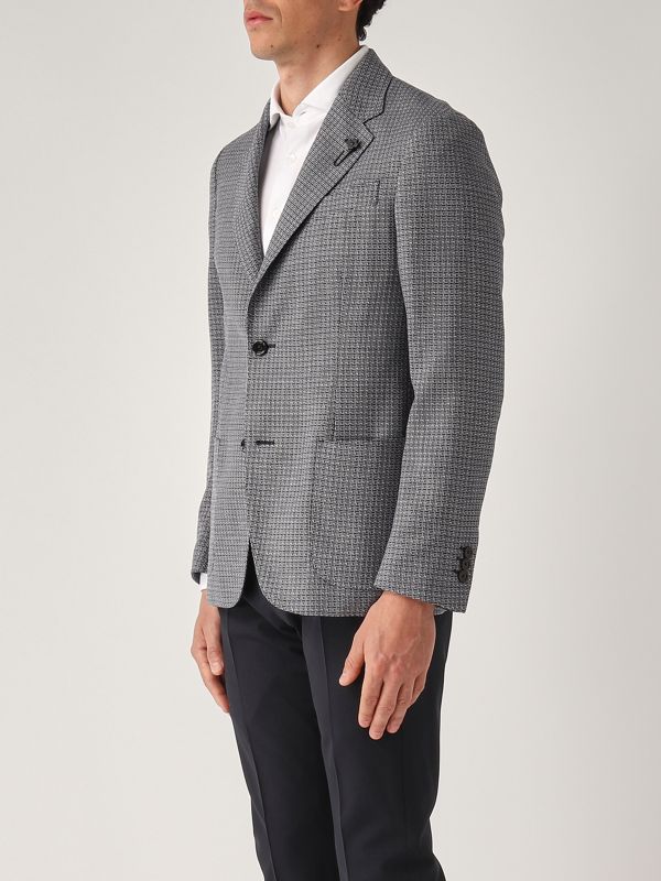 2. Veste pour homme en laine et coton Blanc-Bleu Lardini es6202eesif64506