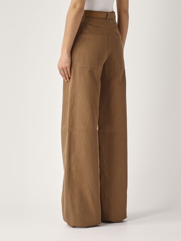 3. Pantalon en coton et lin Murge pour femme Chameau Max Mara Studio 2516131141600