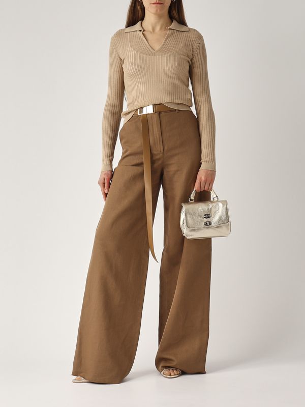 5. Pantalon en coton et lin Murge pour femme Chameau Max Mara Studio 2516131141600