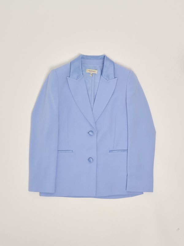 1. Blazer bambina in tessuto cady stretch Celeste Twinset 251gj2qna