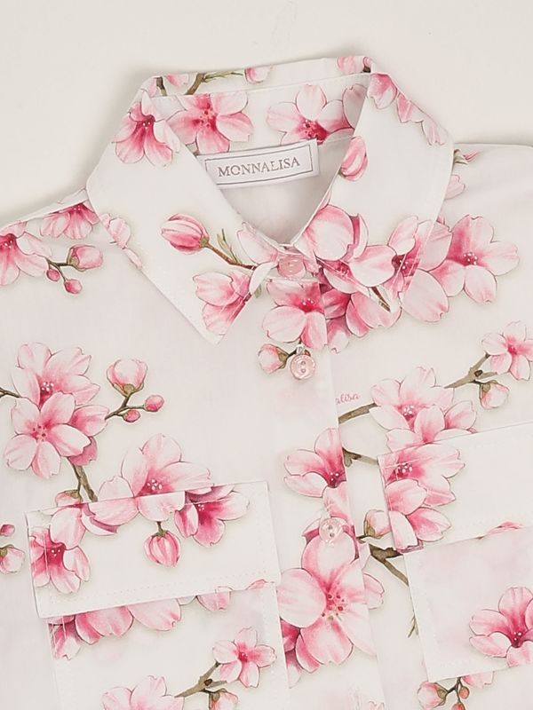 3. Camicia bambina in cotone Bianco-Rosa Monnalisa 11e3005604