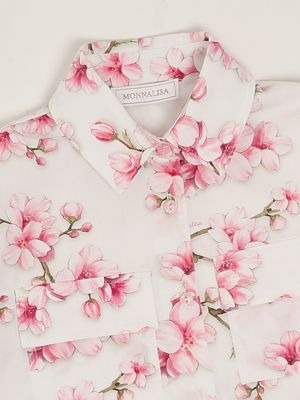 3. Girl's cotton shirt White-Pink Monnalisa 11e3005604