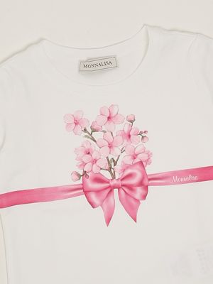 3. T-shirt fille en coton stretch Blanc-rose Monnalisa 11e6095202