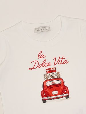 3. T-shirt fille en coton stretch Blanc-Rouge Monnalisa 11e6265202