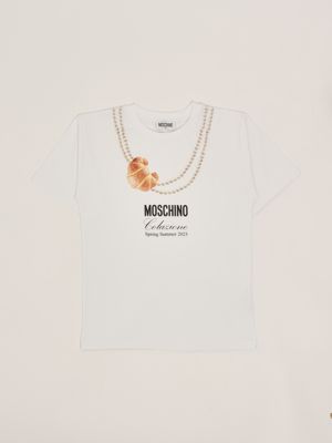Moschino girl's T-shirt in stretch cotton with logo print