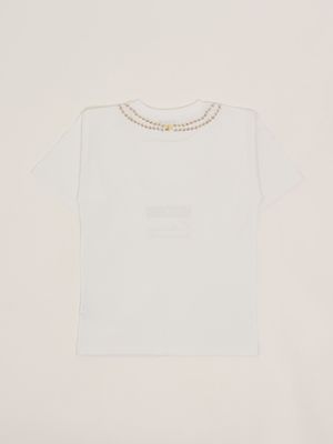 2. T-shirt bambina in cotone stretch Bianco Ottico Moschino him060laa02