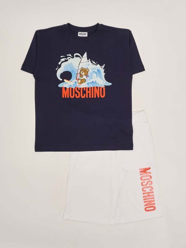 1. Completo bambino in cotone Blu Navy Moschino hug00qlaa42