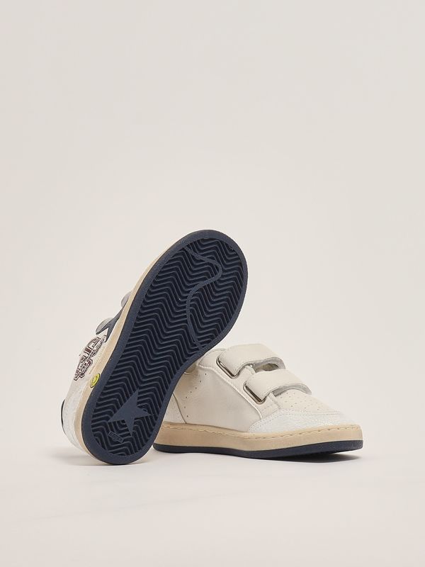4. Baskets Ballstar en cuir pour enfants Blanc-Bleu Golden Goose gyf00501f006805