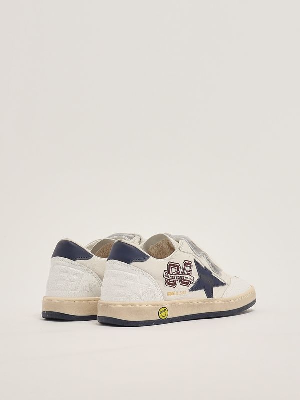 3. Baskets Ballstar en cuir pour enfants Blanc-Bleu Golden Goose gyf00501f006805