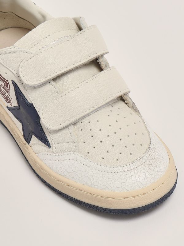 5. Baskets Ballstar en cuir pour enfants Blanc-Bleu Golden Goose gyf00501f006805