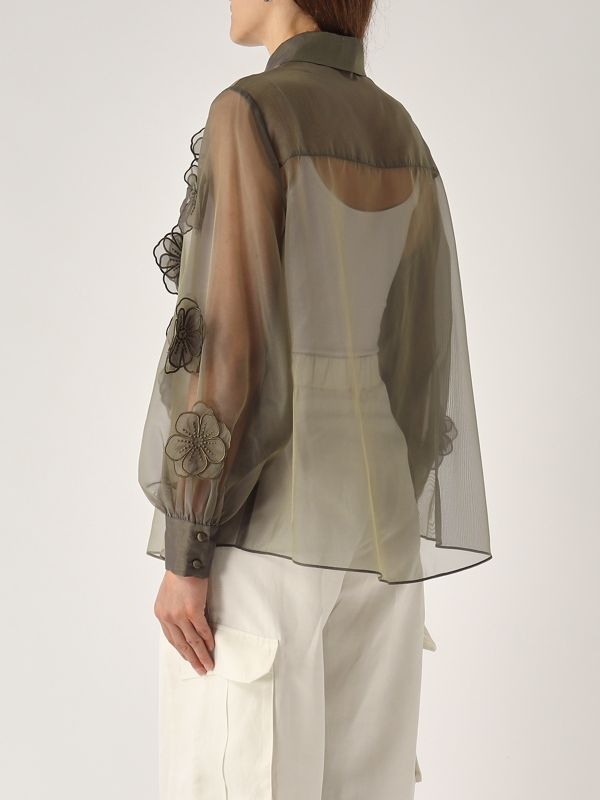 3. Fru women's organza shirt Military Nenette fru