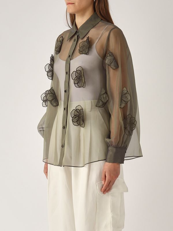 2. Fru women's organza shirt Military Nenette fru