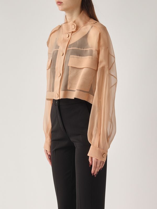 2. Lanario boxy silk organza jacket for women Nude Pinko 104700a2dj